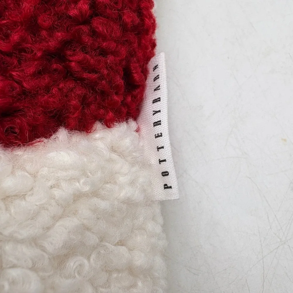 Pottery Barn Candy Cane Pillow 20in Red White Christmas Sherpa Holiday